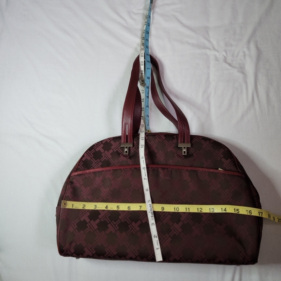 Tumi Signature Monogram laptop tablet tote bag maroon pink lining - Picture 7 of 16